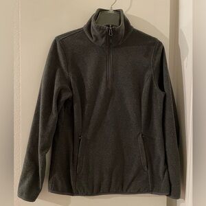 M: Fleece Jacket Sweatshirt 1/4 Zip Neck Grey Long Sleeve Front Pockets Unisex